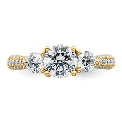 14k 1 3/4 carat Lab Grown Diamond VS+ F+ Complete Round Three Stone Engagement Ring