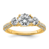 14k 1 3/4 carat Certified Lab Grown Diamond VS+ F+ Complete Round Three Stone Engagement Ring