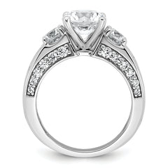 14k White Gold 3 3/4 carat Certified Lab Grown Diamond VS+ F+ Round Complete Three Stone Engagement Ring