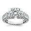 14k White Gold 3 3/4 carat Certified Lab Grown Diamond VS+ F+ Round Complete Three Stone Engagement Ring