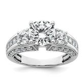 14k White Gold 3 3/4 carat Certified Lab Grown Diamond VS+ F+ Round Complete Three Stone Engagement Ring