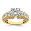 Round Three-Stone Lab-Grown Diamond Engagement Ring in 14K Yellow Gold (3 3/4 ct. tw.), Size 7 - Sophia Jewelers