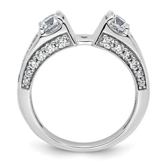 14k White Gold 1 3/4 carat Lab Grown Diamond VS+ F+ 2 carat Center Round Semi Mount Three Stone Engagement Ring