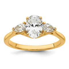 14k 1 3/8 carat Lab Grown Diamond VS+ F+ Oval and Pear Complete Three Stone Engagement Ring