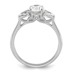 14k White Gold 1 3/8 carat Certified Lab Grown Diamond VS+ F+ Oval and Pear Complete Three Stone Engagement Ring