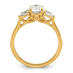 14k 1 3/8 carat Certified Lab Grown Diamond VS+ F+ Oval and Pear Complete Three Stone Engagement Ring