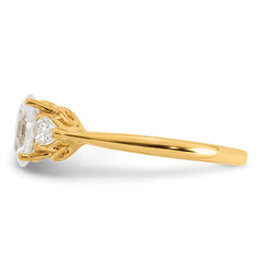 14k 1 3/8 carat Certified Lab Grown Diamond VS+ F+ Oval and Pear Complete Three Stone Engagement Ring