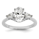 14k White Gold 1 7/8 carat Lab Grown Diamond VS+ F+ Oval and Pear Complete Three Stone Engagement Ring