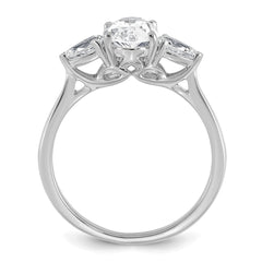 14k White Gold 1 7/8 carat Certified Lab Grown Diamond VS+ F+ Oval and Pear Complete Three Stone Engagement Ring