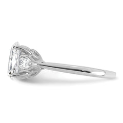 14k White Gold 1 7/8 carat Certified Lab Grown Diamond VS+ F+ Oval and Pear Complete Three Stone Engagement Ring