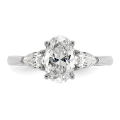 14k White Gold 1 7/8 carat Certified Lab Grown Diamond VS+ F+ Oval and Pear Complete Three Stone Engagement Ring