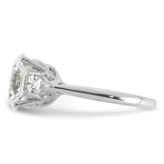 14k White Gold 2 1/2 carat Lab Grown Diamond VS+ F+ Oval and Pear Complete Three Stone Engagement Ring