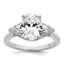 14k White Gold 2 1/2 carat Lab Grown Diamond VS+ F+ Oval and Pear Complete Three Stone Engagement Ring