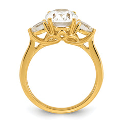 14k 2 1/2 carat Lab Grown Diamond VS+ F+ Oval and Pear Complete Three Stone Engagement Ring