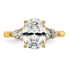 14k 2 1/2 carat Lab Grown Diamond VS+ F+ Oval and Pear Complete Three Stone Engagement Ring