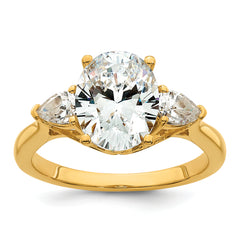 14k 2 1/2 carat Lab Grown Diamond VS+ F+ Oval and Pear Complete Three Stone Engagement Ring