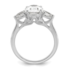 14k White Gold 3 carat Lab Grown Diamond VS+ F+ Oval and Pear Complete Three Stone Engagement Ring