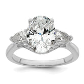 14k White Gold 3 carat Certified Lab Grown Diamond VS+ F+ Oval and Pear Complete Three Stone Engagement Ring