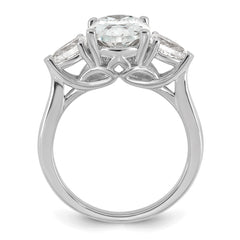 14k White Gold 3 5/8 carat Certified Lab Grown Diamond VS+ F+ Oval and Pear Complete Three Stone Engagement Ring