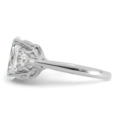 14k White Gold 3 5/8 carat Certified Lab Grown Diamond VS+ F+ Oval and Pear Complete Three Stone Engagement Ring