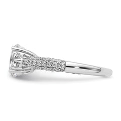 14k White Gold 1 3/4 carat Lab Grown Diamond VS+ F+ Oval and Round Complete Three Stone Engagement Ring