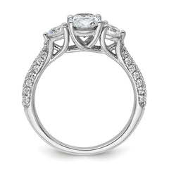 14k White Gold 1 3/4 carat Certified Lab Grown Diamond VS+ F+ Oval and Round Complete Three Stone Engagement Ring