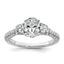 14k White Gold 1 3/4 carat Certified Lab Grown Diamond VS+ F+ Oval and Round Complete Three Stone Engagement Ring, Size 7 - Sophia Jewelers