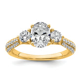14k 1 3/4 carat Certified Lab Grown Diamond VS+ F+ Oval and Round Complete Three Stone Engagement Ring