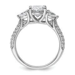 14k White Gold 2 1/2 carat Lab Grown Diamond VS+ F+ Oval and Round Complete Three Stone Engagement Ring