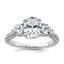14k White Gold 2 1/2 carat Certified Lab Grown Diamond VS+ F+ Oval and Round Complete Three Stone Engagement Ring