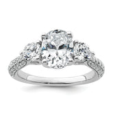 14k White Gold 2 1/2 carat Certified Lab Grown Diamond VS+ F+ Oval and Round Complete Three Stone Engagement Ring