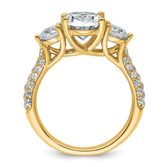 14k 3 1/5 carat Lab Grown Diamond VS+ F+ Oval and Round Complete Three Stone Engagement Ring