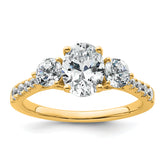 14k 1 3/4 carat Lab Grown Diamond VS+ F+ Oval and Round Complete Three Stone Engagement Ring