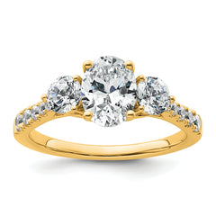 14k 1 3/4 carat Certified Lab Grown Diamond VS+ F+ Oval and Round Complete Three Stone Engagement Ring