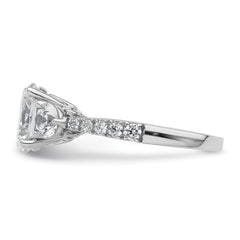 14k White Gold 2 1/2 carat Certified Lab Grown Diamond VS+ F+ Oval and Round Complete Three Stone Engagement Ring