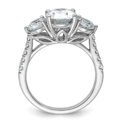 14k White Gold 3 1/4 carat Lab Grown Diamond VS+ F+ Oval and Round Complete Three Stone Engagement Ring