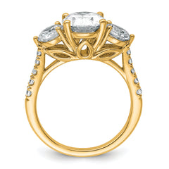 14k 3 1/4 carat Certified Lab Grown Diamond VS+ F+ Oval and Round Complete Three Stone Engagement Ring