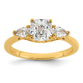 14k 1 3/8 carat Lab Grown Diamond VS+ F+ Complete Cushion and Pear Three Stone Engagement Ring