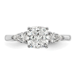 14k White Gold 2 carat Lab Grown Diamond VS+ F+ Complete Cushion and Pear Three Stone Engagement Ring