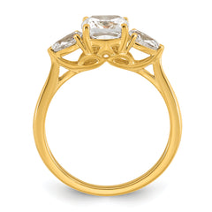 14k 2 carat Lab Grown Diamond VS+ F+ Complete Cushion and Pear Three Stone Engagement Ring