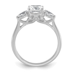 14k White Gold 2 carat Certified Lab Grown Diamond VS+ F+ Complete Cushion and Pear Three Stone Engagement Ring