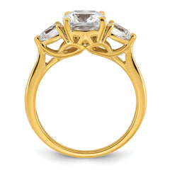 14k 2 1/2 carat Lab Grown Diamond VS+ F+ Complete Cushion and Pear Three Stone Engagement Ring