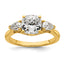 14k 2 1/2 carat Lab Grown Diamond VS+ F+ Complete Cushion and Pear Three Stone Engagement Ring