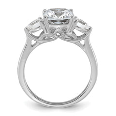 14k White Gold 3 carat Lab Grown Diamond VS+ F+ Complete Cushion and Pear Three Stone Engagement Ring