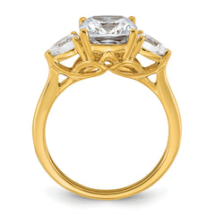 14k 3 carat Certified Lab Grown Diamond VS+ F+ Complete Cushion and Pear Three Stone Engagement Ring