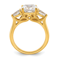 14k 3 5/8 carat Lab Grown Diamond VS+ F+ Complete Cushion and Pear Three Stone Engagement Ring