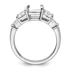 14k White Gold 3 1/2 carat Lab Grown Diamond VS+ F+ Emerald Complete Three Stone Engagement Ring