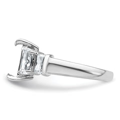 14k White Gold 3 1/2 carat Lab Grown Diamond VS+ F+ Emerald Complete Three Stone Engagement Ring