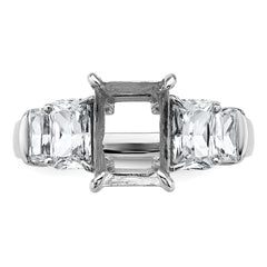 14k White Gold 3 1/2 carat Lab Grown Diamond VS+ F+ Emerald Complete Three Stone Engagement Ring