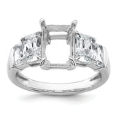 14k White Gold 3 1/2 carat Lab Grown Diamond VS+ F+ Emerald Complete Three Stone Engagement Ring